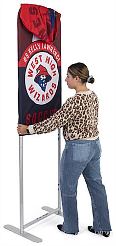 24 inch x 78.75 inch banner stand sanitizer dispenser frame with easy to apply custom graphics