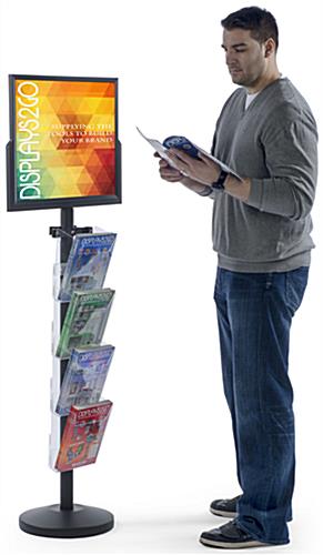 24” x 18” Sign Post with 4 Clear Literature Pockets, 25.8" Overall Width