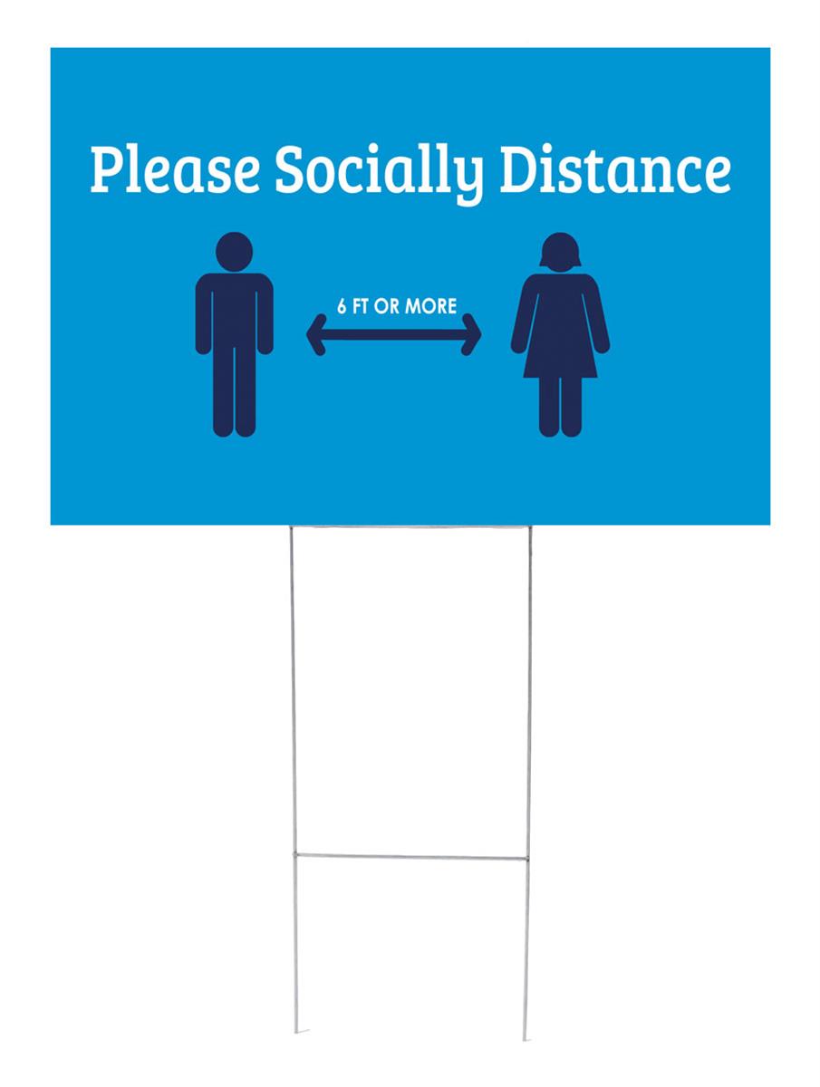 36 X 24 H Stake Yard Sign 2 Sided Social Distancing