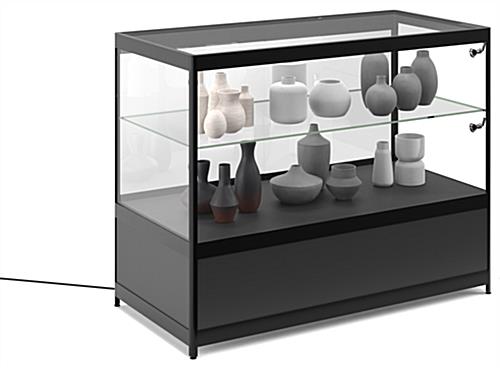 Illuminated Glass Merchandise Counter, Aluminum