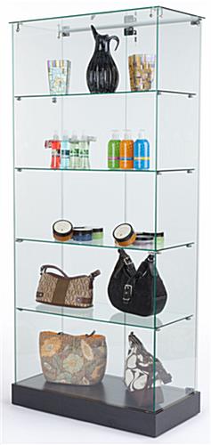 Store Showcases That Have A Tempered Glass Design-Assembly Required Black Matte Laminate Finish