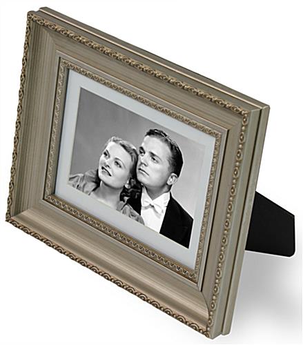 Antiqued-Silver Picture Frame With Easel Stand