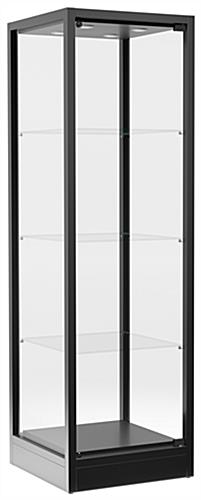 Glass tower display case with with swing open door