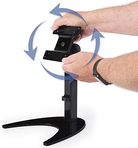 32 inch tilting single monitor desktop stand rotates from a horizontal to vertical display 
