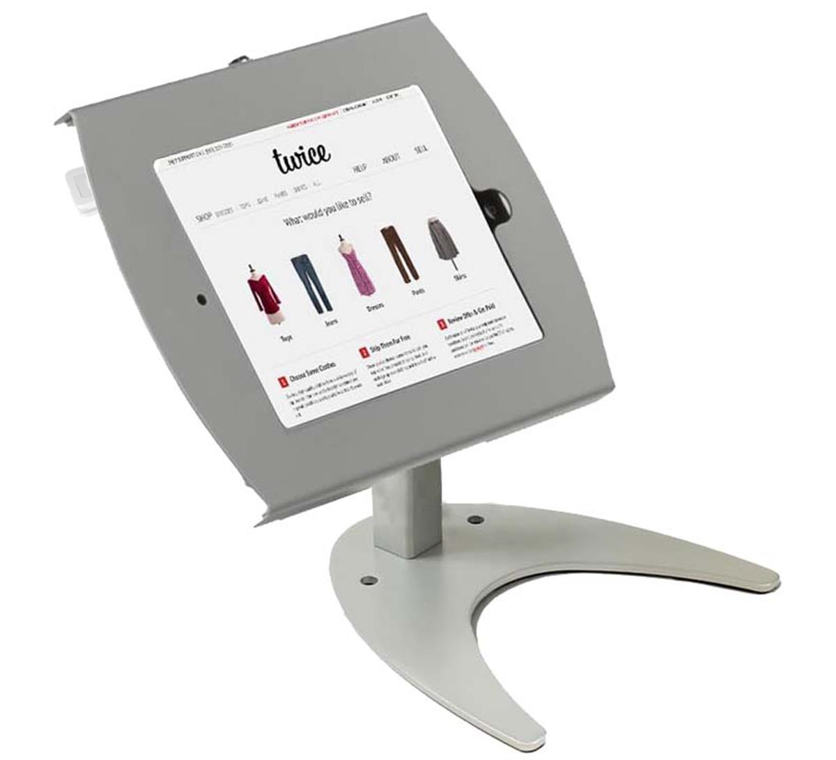 Silver Tablet Display Stand Locking Enclosure