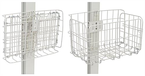 White folding wire basket can be pinned up when no longer in use