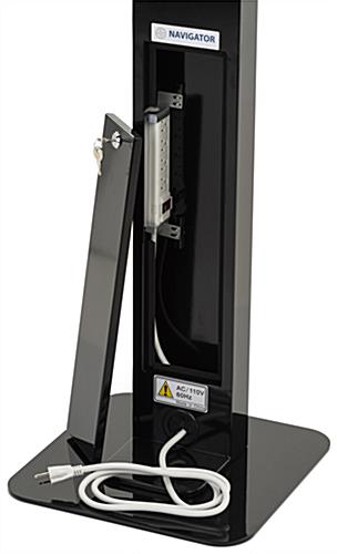 Locking floor stand iPad kiosk with internal 4 outlet power source 