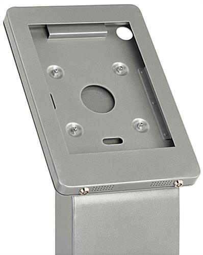 iPad enclosure floor stand with dual locking anti theft enclosure 