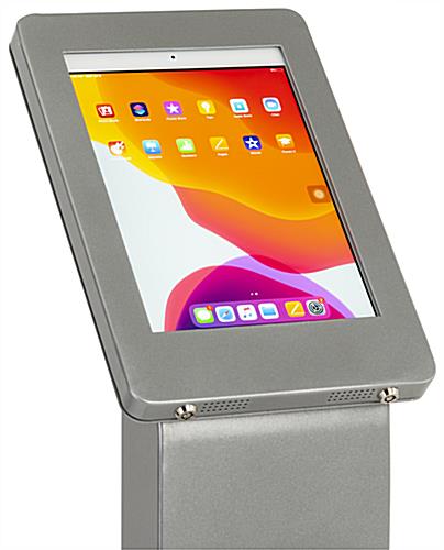iPad enclosure floor stand with heavy duty aluminum construction 