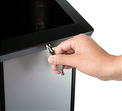 Anti-theft lockable black and silver customizable tablet info kiosk