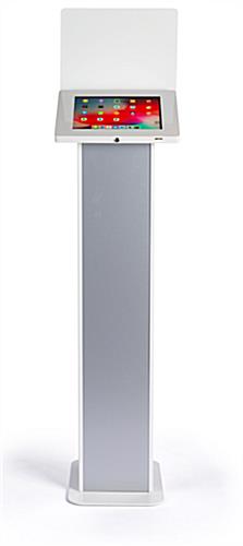 Elegant modern silver and white iPad panel kiosk