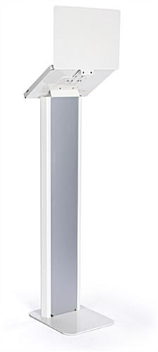 Silver and white iPad panel kiosk with reinforced sturdy base