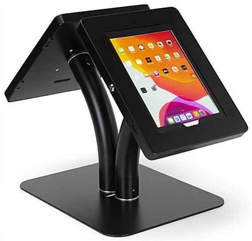Convertible twin tablet floor stand with counter top configuration