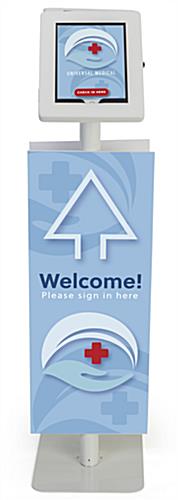 Adjustable branded dual tablet floor stand with full color UV digital printing