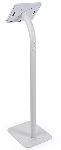 Floorstanding adjustable 12.9 iPad pro stand with white finish gooseneck arm 