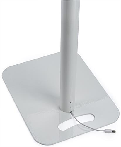 iPad display stand with foam board graphics has cable management 