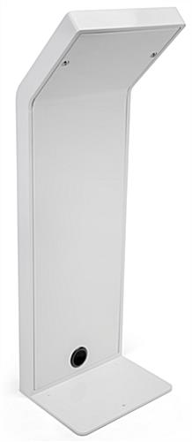 White iPad floor stand kiosk secured with 2 locks