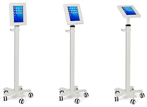 Rolling healthcare tablet kiosk with adjustable viewing angles 