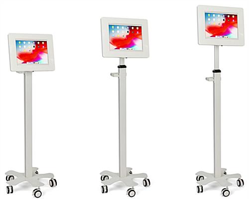 Tablet mount medical rolling cart with a height adjustable pole 