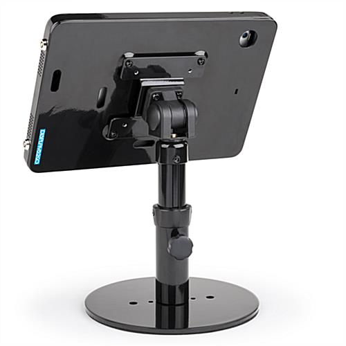 Countertop iPad Pro tablet stand with tilting bracket for accessibility
