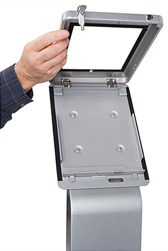 Pillar base iPad Pro kiosk with hinged case