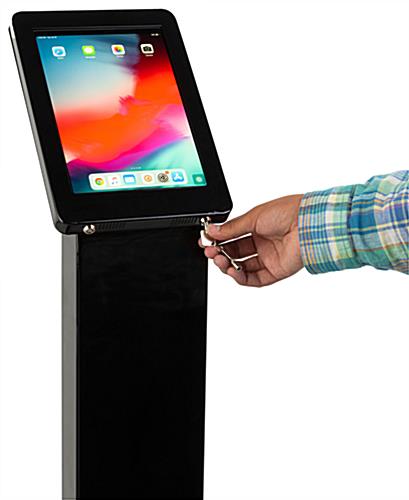 iPad pro 11 tablet stand with dual locking enclosure for theft-prevention 