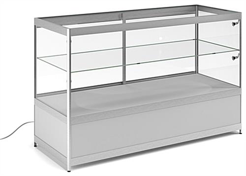 Glass Store Counter with LED Lights and Aluminum Frame