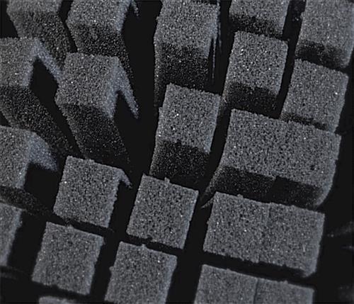 Charcoal grey small pre-scored cubes on pluck foam inserts