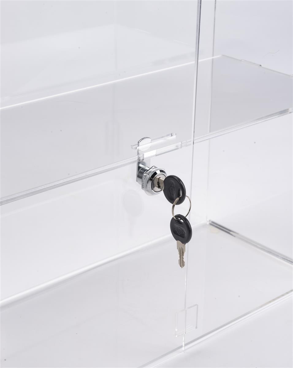 Recycled Acrylic Countertop Display Cases Locking Hinged Doors