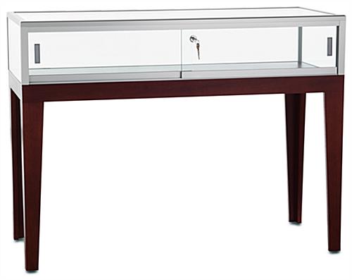 Glass top deals display desk