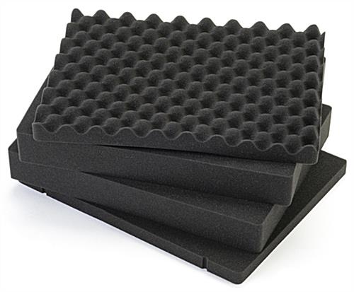 Diced foam inserts with 2 pick and pluck sheets and convoluted top plus solid base layer