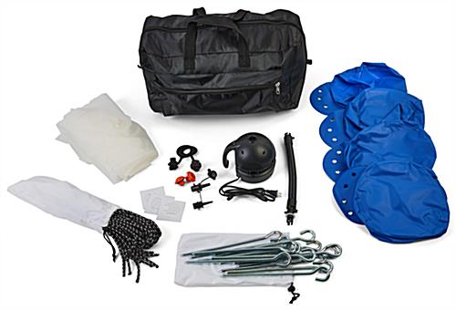13' inflatable dome tent with carry bag, accessories, and repair kit