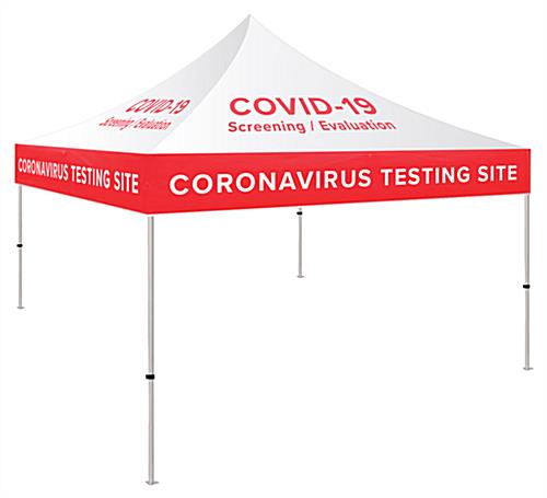 Custom printed 10x10 canopy for coronavirus testing