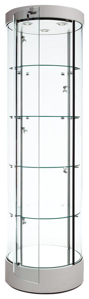 Silver Silver White & Beech Universe LED 2 Door Glass Display Cabinet- In Black 