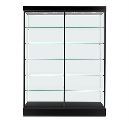 670mm Silver, Oak & Black available Displaysense Black Lockable Glass Display Cabinet with Lighting 