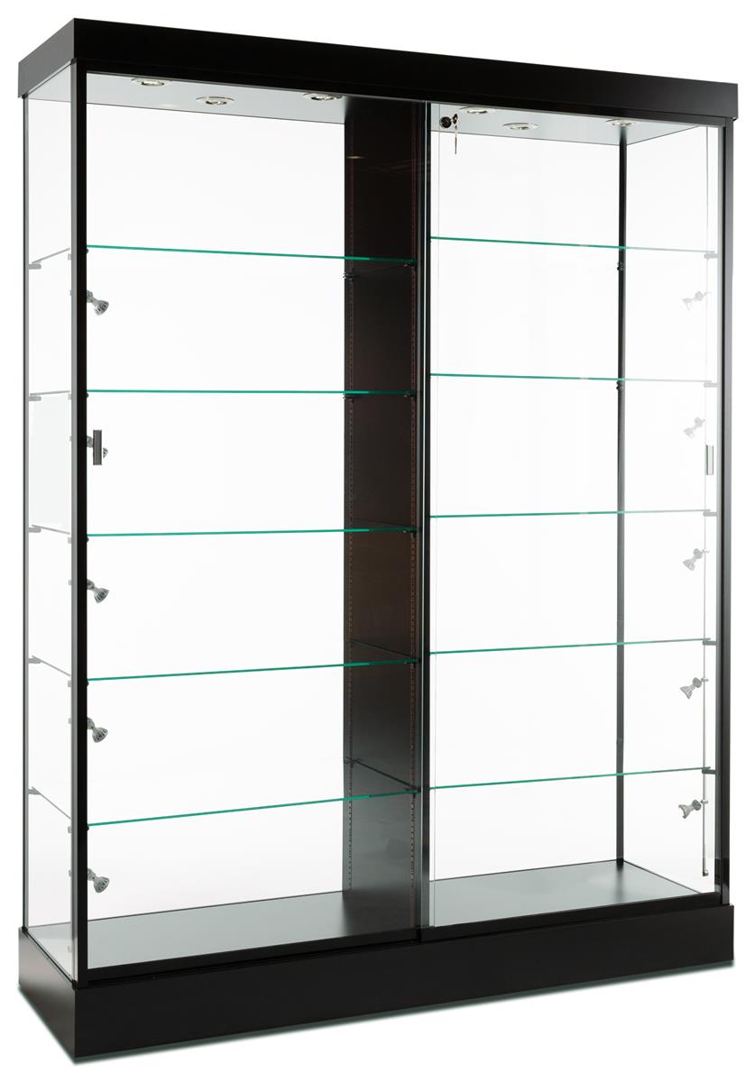 Glass Cabinets Glass Cabinets | Ten LED Sidelights & Black Melamine Finish