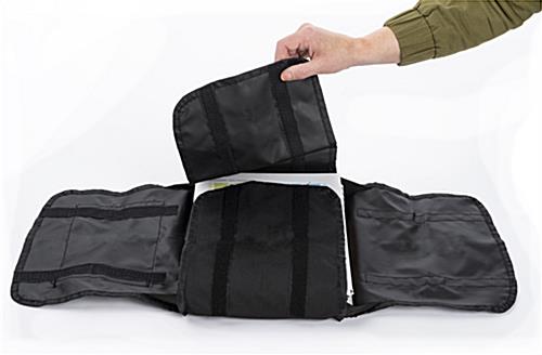 Trade show traveling bag for literature with secure hook and loop closures