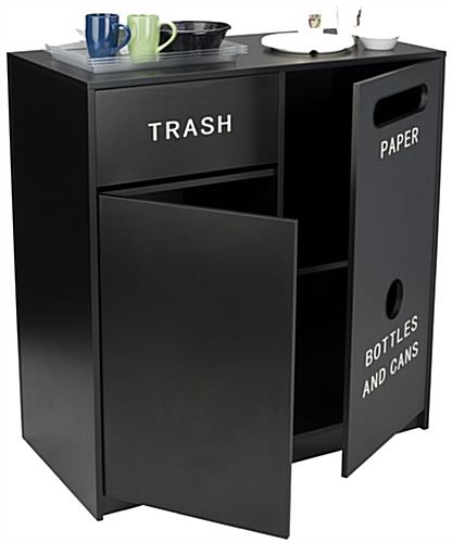 Trash Can Receptacle with Swing Open Doors