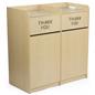 Maple wooden restaurant trash cans with hinged doors 