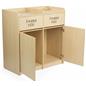 Maple wooden restaurant trash cans with shelving on top
