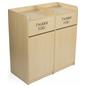 Maple wooden restaurant trash cans with side by side display 