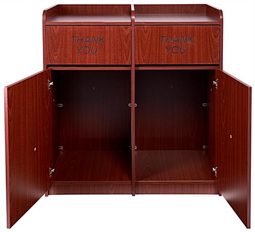 Waste cabinet with double-sided swinging doors 