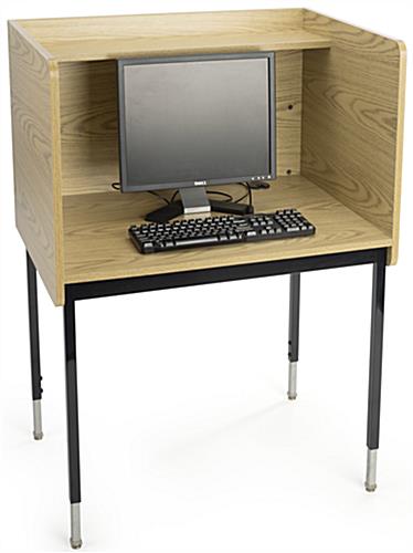 Library Carrel with Desktop Computer in Use