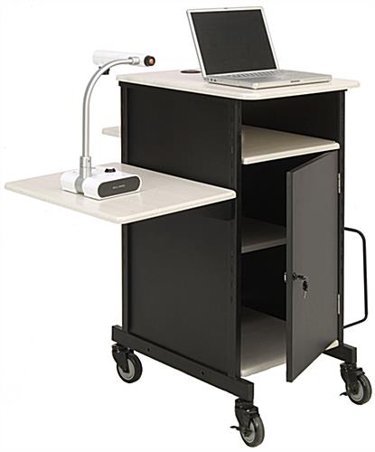 Document Camera Cart | Locking Cabinet & Adjustable Side Shelf