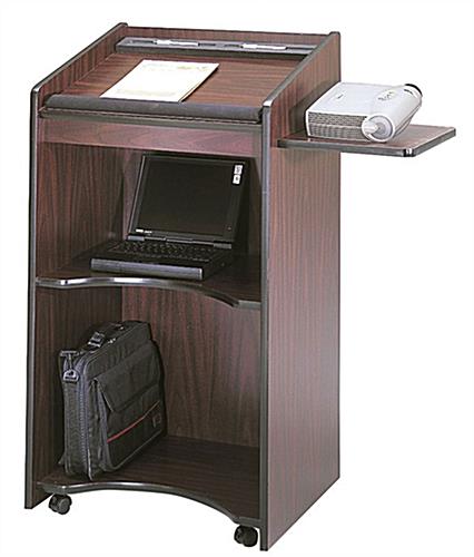 School Podium | Mobile Lectern with Pull-Out Side Shelf