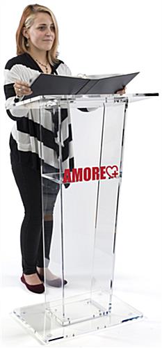 Transparent Podium with Custom Graphic with Cleaning Cloth