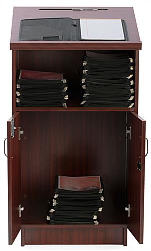 Locking Hostess Station Can Secure Items Placed Inside of the Locking Cabinet