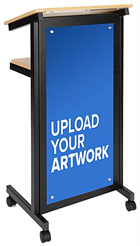 Custom graphic panel for LCTMOSV series podiums with durable styrene construction 