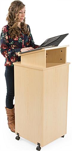 Rolling Lectern Has an Elevated Reading Surface