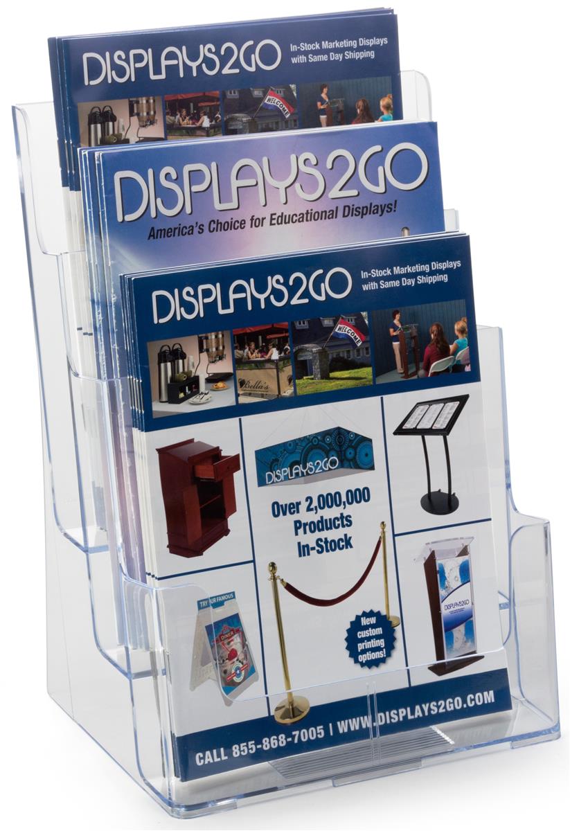 Acrylic SLW85 Set of 8 Displays2go 8.5 x 11 Slatwall Single Pocket Literature/Magazine Holder